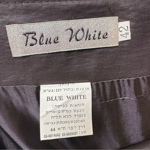 Blue White 🧶 Elegant Brown Patterned Maxi Skirt with Rosette Bow Sz 42 - Picture 10 of 11